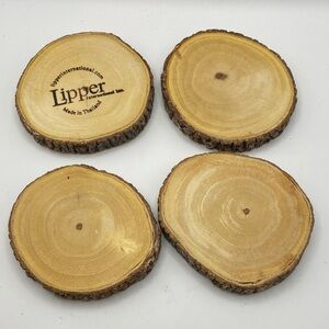 Lipper International Natural Wood Slice Coasters